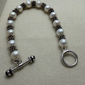 Carolyn Pollock Classic Pearl and Silver Beaded Bracelet